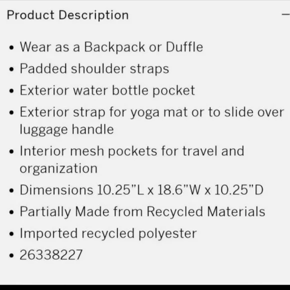 Victoria's Secret PINK Duffel Bag Convertible Backpack Unisex NWT - Picture 13 of 14